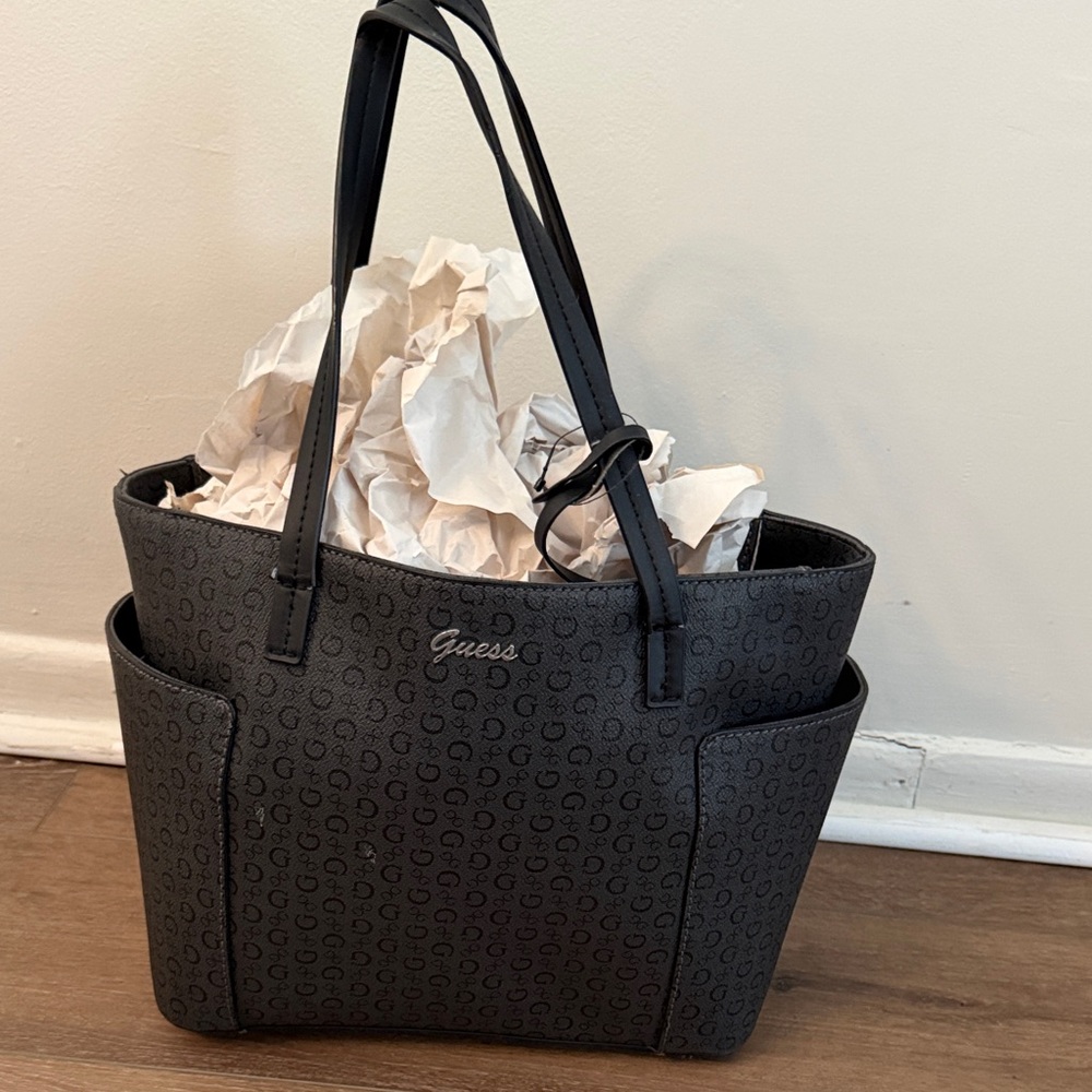 Guess Charcoal Monogram Tote